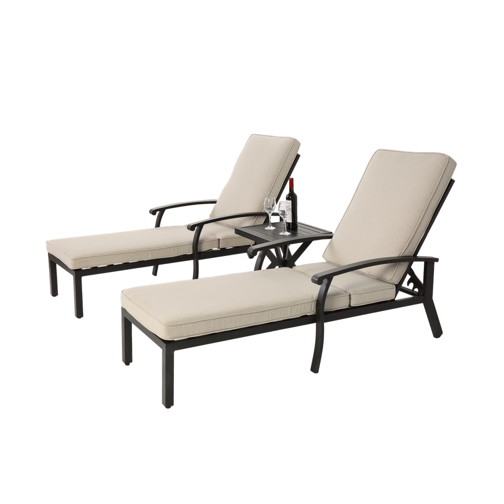 Chaise longue de jardin inclinable - Xylo - Aluminium antirouille coussin beige imperm??able