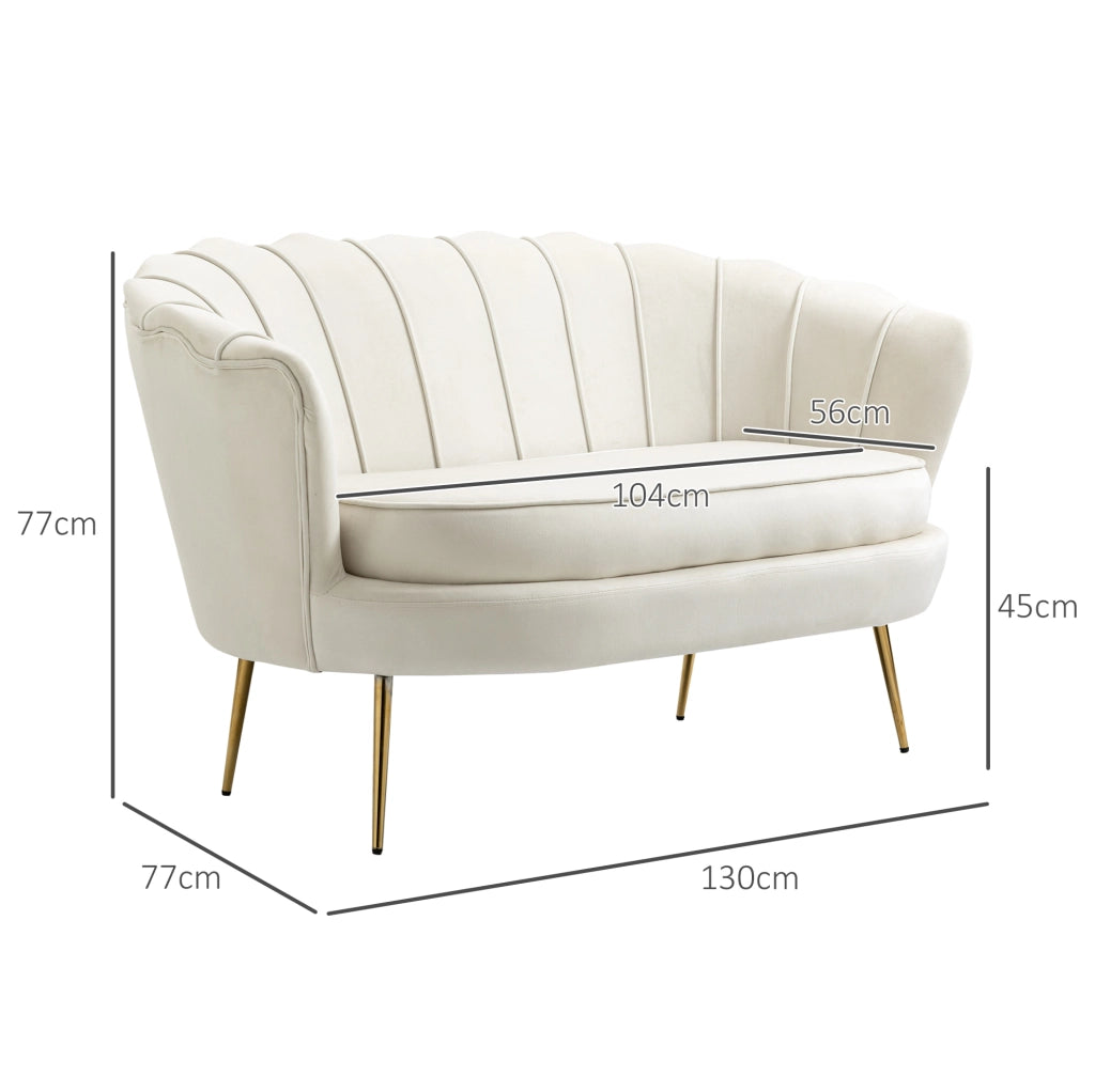 Divano 2 posti 130x77 cm avorio – schienale alto, senza materasso