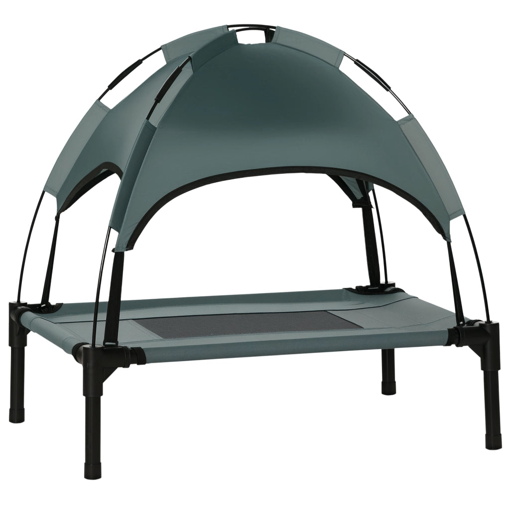 Letto per cani e gatti rialzato con parasole ¨C zephmum ¨C 161x46x61 cm grigio nero