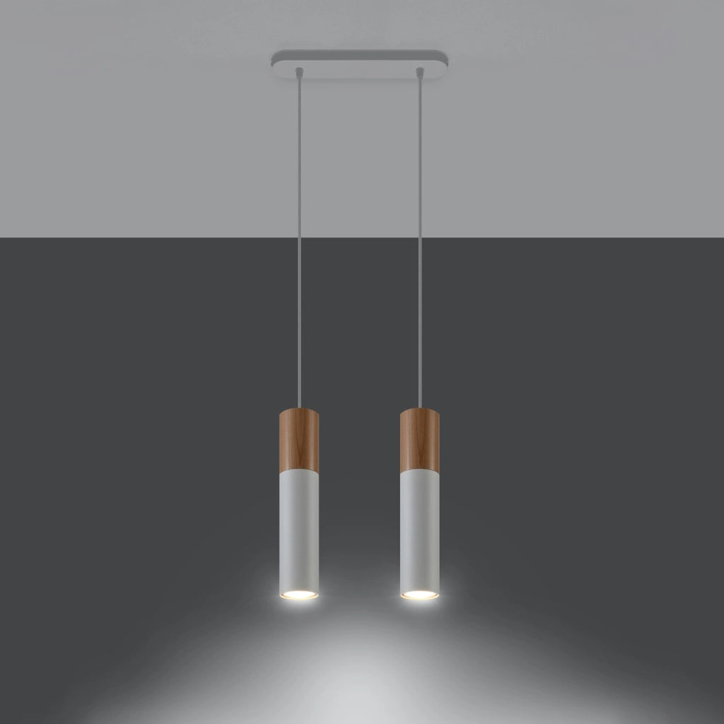 Lampada sospensione MARCOS 2 bianca legno Pure Lume