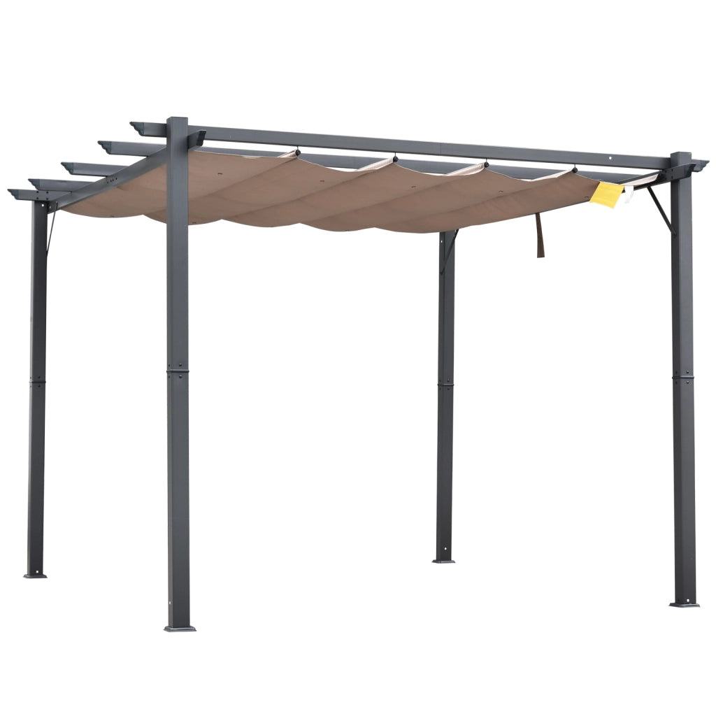 Pergola da Giardino con Tettuccio Retrattile ¨C zephmum ¨C 3x3 m Grigio Alluminio
