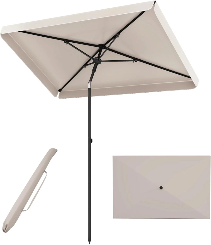 Ombrellone da Balcone 200 x 130 cm, Inclinazione Regolabile, Anti-UV, con Borsa da Trasporto, per Giardino, Terrazzo, Spiaggia