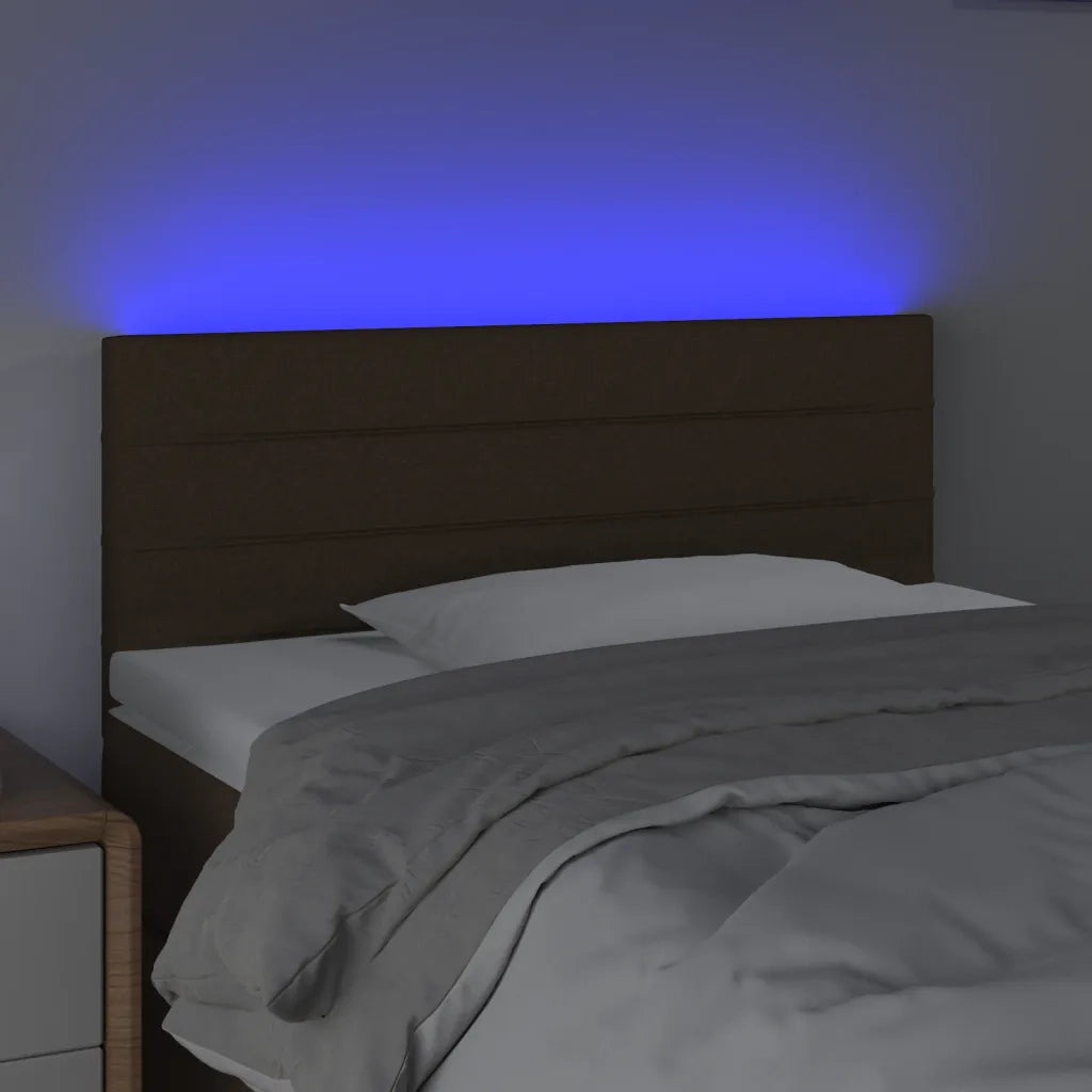 Testiera | Testata a LED Marrone Scuro 100x5x78/88 cm in Tessuto