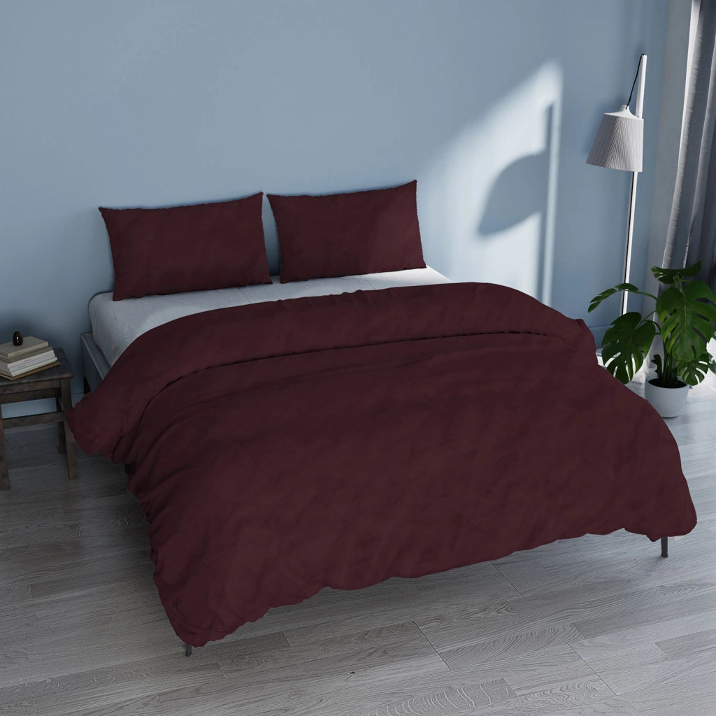 Copripiumino Matrimoniale con Sacco e Federe Linea Water Washed Bordeaux