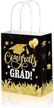 Sacchi di addio 12 pezzi - Borse di laurea - Borse di premio con maniglia - Regali per festa - Piccolo 16x7,9x21cm - Nero - Borse di regalo