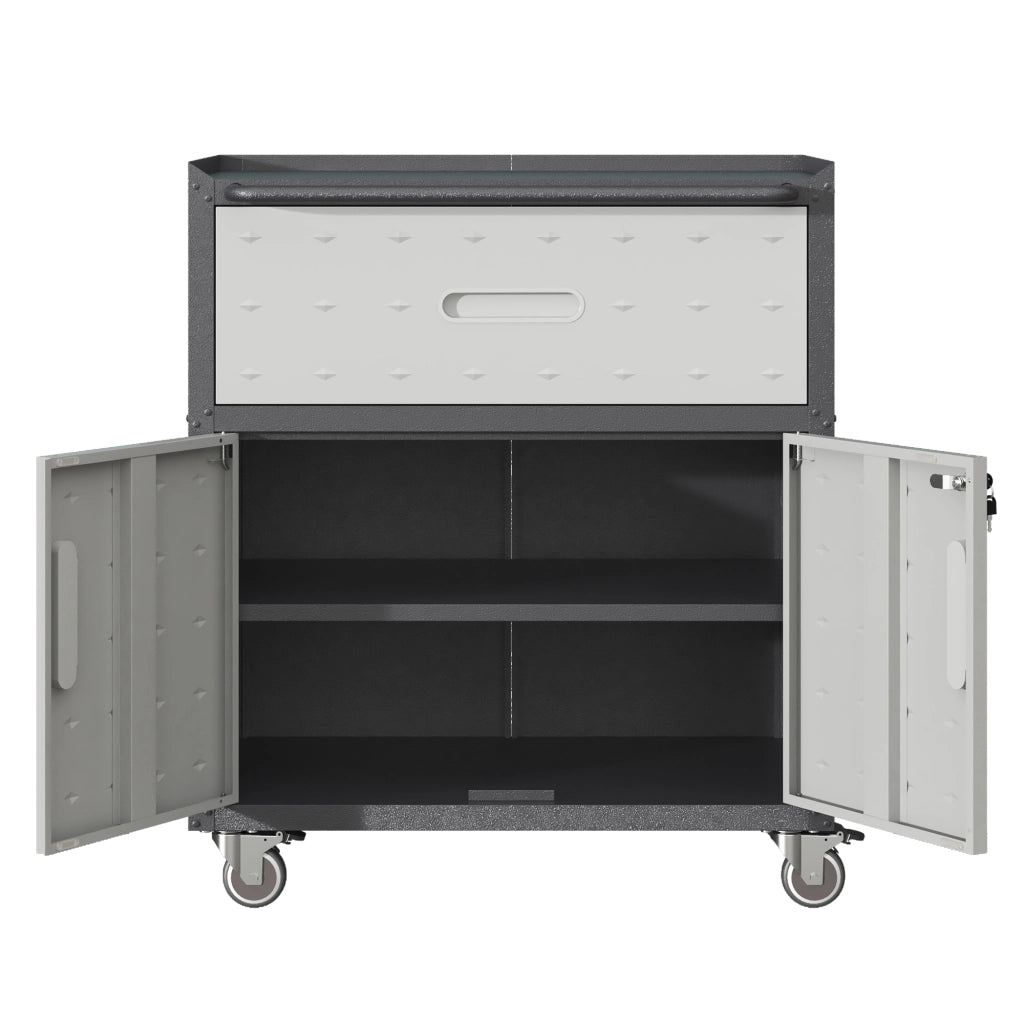 ARMADIO PORTAUTENSILI 75x42x88 cm in metallo nero/grigio con 1 cassetto