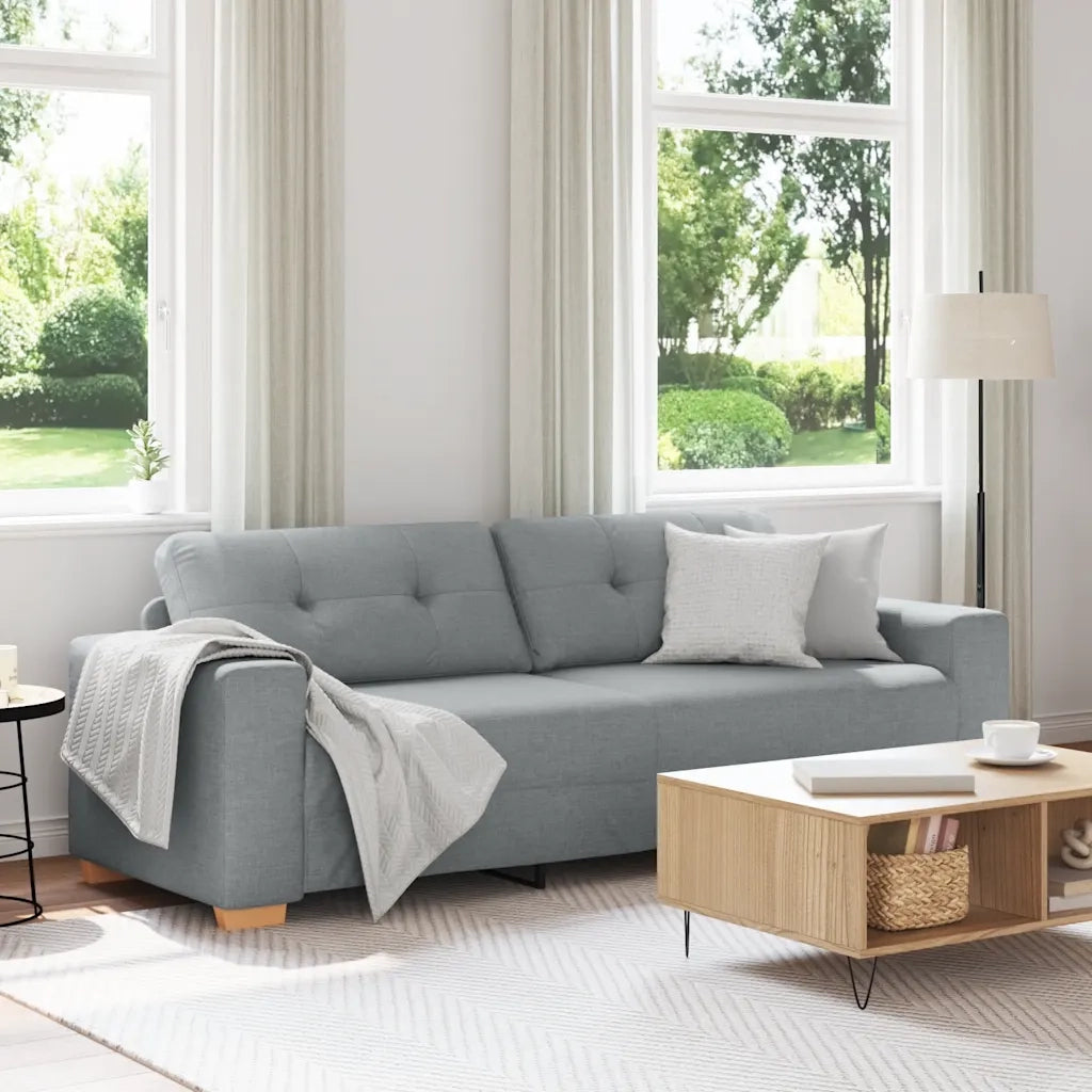 Divano a 3 posti Grigio Chiaro 220x78x80 cm in Tessuto 4105088