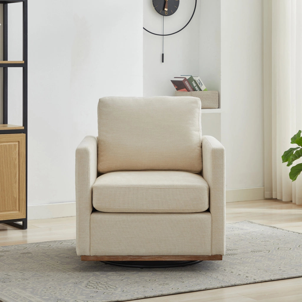 Poltrona Girevole con Braccioli ¨C MINIMAL ¨C Beige, Tessuto Imbottito, 360¡ã