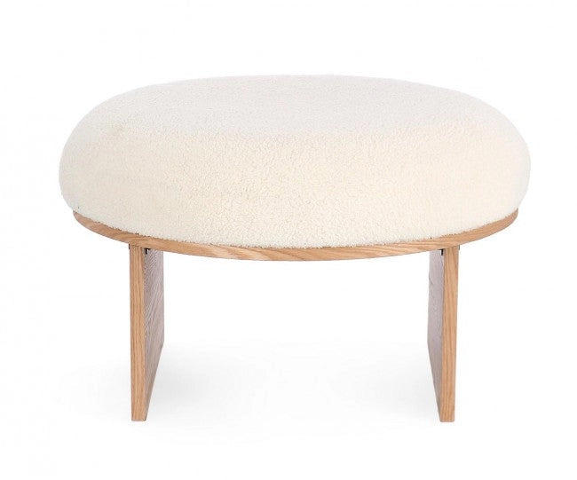 Sgabello Ø 61x38,5 cm Cozy Japandi in Tessuto Bianco