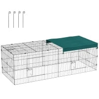 Gabbia per Conigli da Esterno e Interno con Tettuccio in Acciaio, 220x85x70cm, Verde