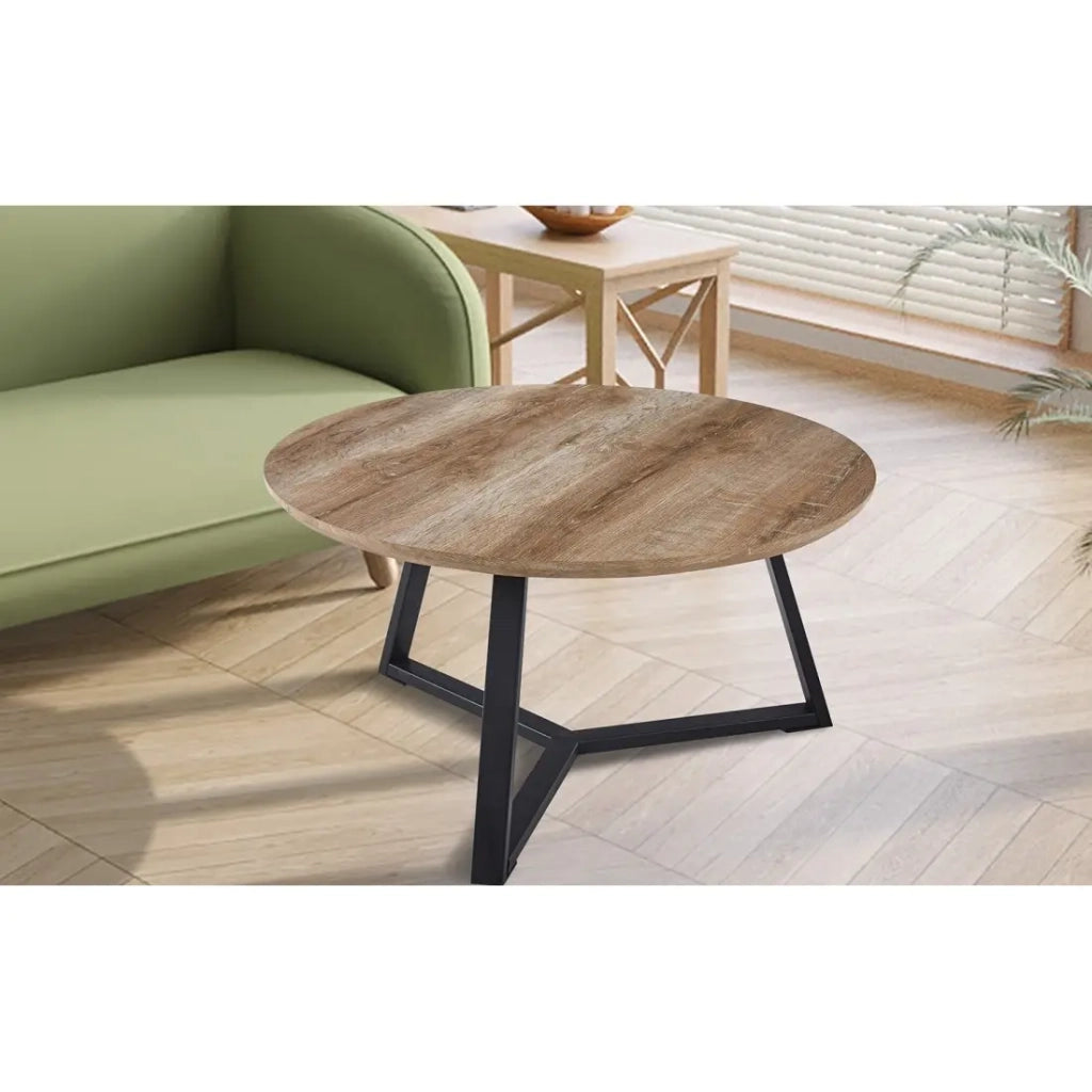 Tavolino PASOA – Quercia invecchiata e metallo – Stile rustico