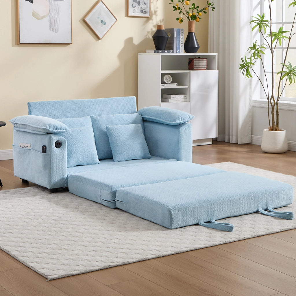 Poltrona in chenille con cuscino cervicale e lombare, seduta imbottita per soggiorno, balcone e ufficio blu