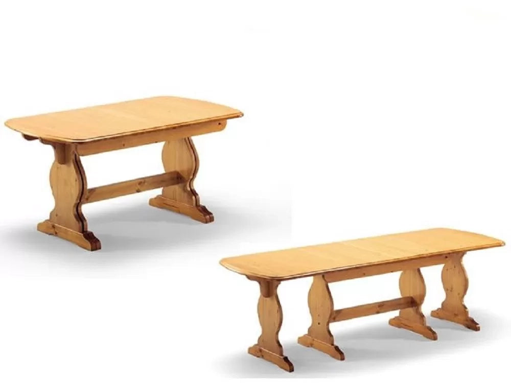 Tavolo fratino allungabile in pino naturale arte povera 190x90 sala e taverna - Mobili 2G