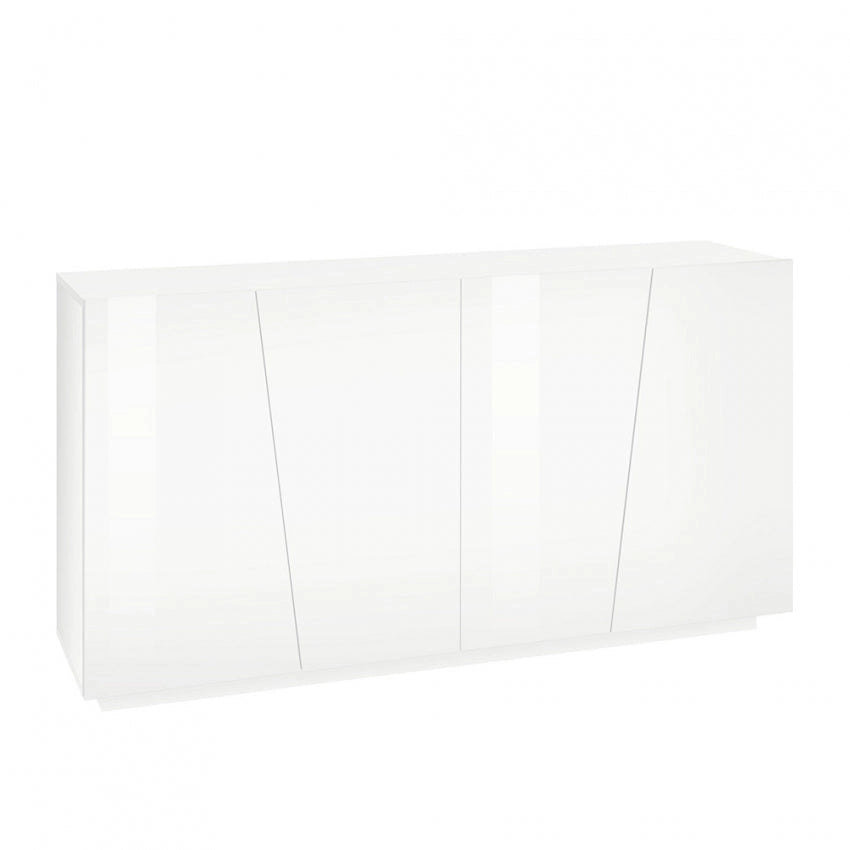 Credenza VEGA Moderna con 4 Ante 160 Battente, Colore Bianco Lucido
