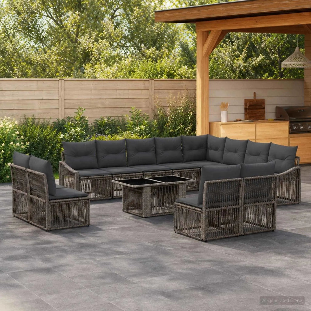 Set Divano da Giardino 13 pz Grigio e Grigio Scuro polyrattan 3437324