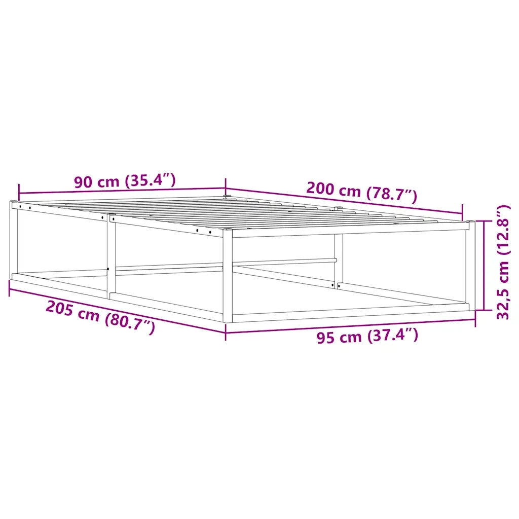 Giroletto senza Materasso Bianco 90x200 cm in Metallo 4017422