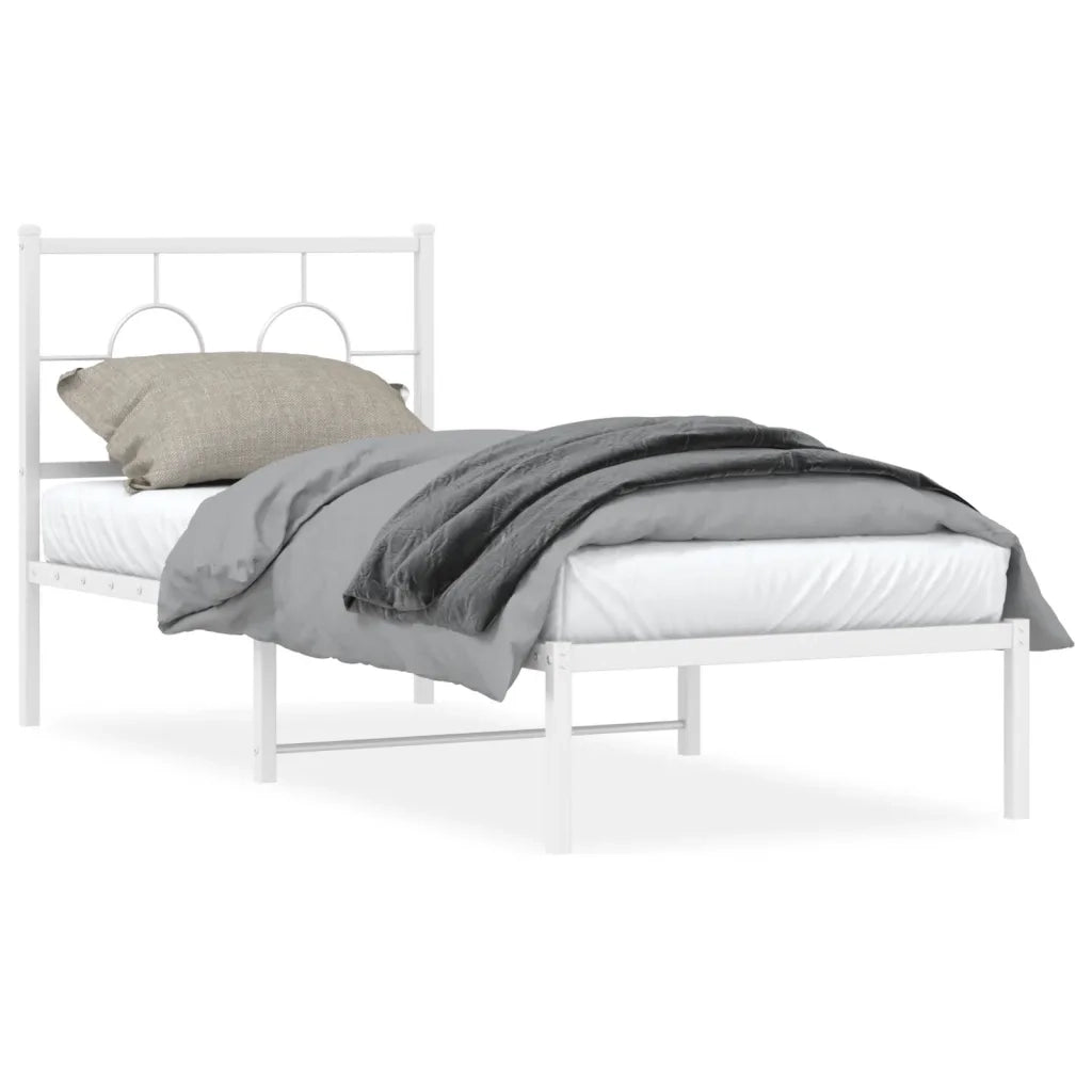 Giroletto senza Materasso con Testiera-Struttura Letto Metallo Bianco 75x190 cm 364869