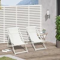 Set 2 Sedie Poltrona Sdraio da Esterni Pieghevoli e Reclinabili in Alluminio, 96.5x58x91.5 cm, Beige