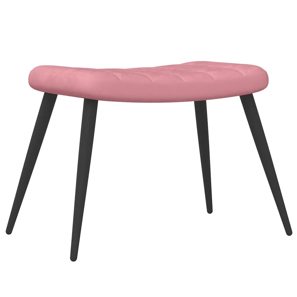 Poltrona Relax | Sedia Relax con Sgabello Rosa in Velluto