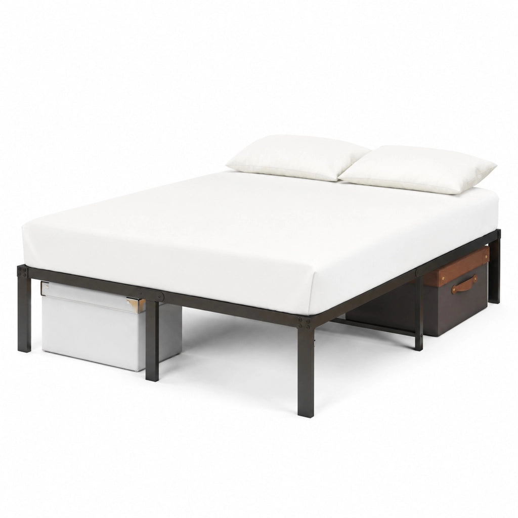 Struttura letto 120x200 cm silenziosa con spazio contenitore in metallo nero