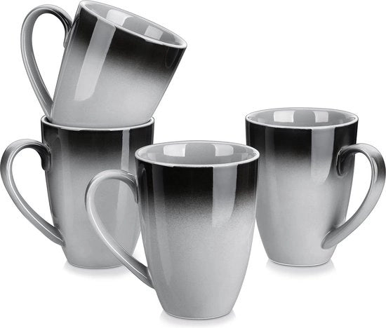 Set di 4 tazze in porcellana da 550ml per caffè tè cioccolato - Progettazione maniglia grande - Sicurezza magnetron e lavastoviglie tazze set
