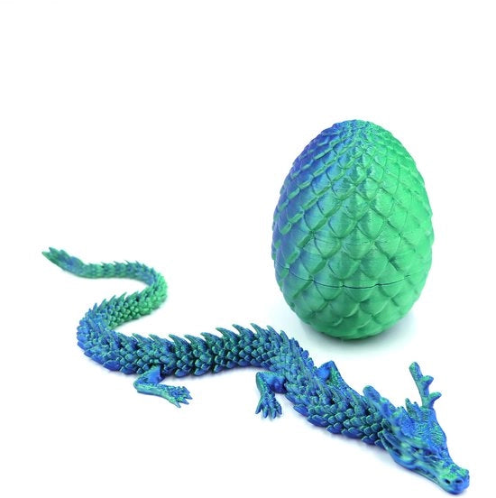 Modello di giocattolo di uovo di drago 3D stampato - 8,5 cm uovo di ananas + 30 cm drago - verde laser