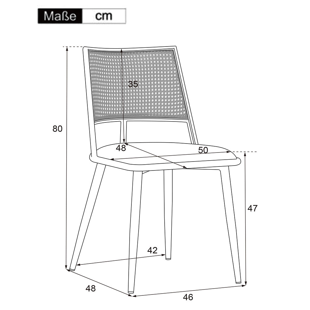 Set di 2 sedie in rattan con seduta in PU; beige