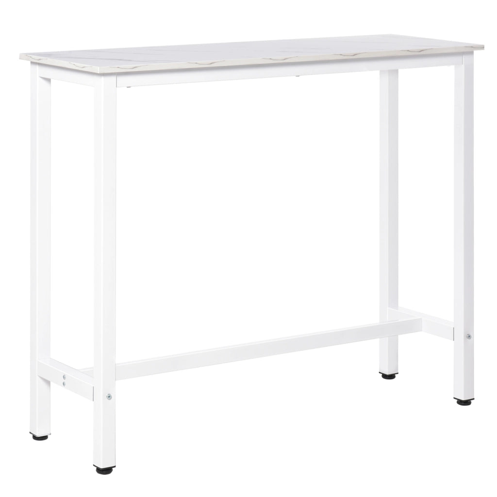 Tavolo alto da bar ¨C Xylo ¨C 120x40x100 cm acciaio effetto marmo bianco