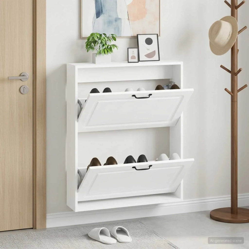 Mobiletto per Scarpe da Muro UTRECHT 71 x 17 x 86 cm Bianco 897735
