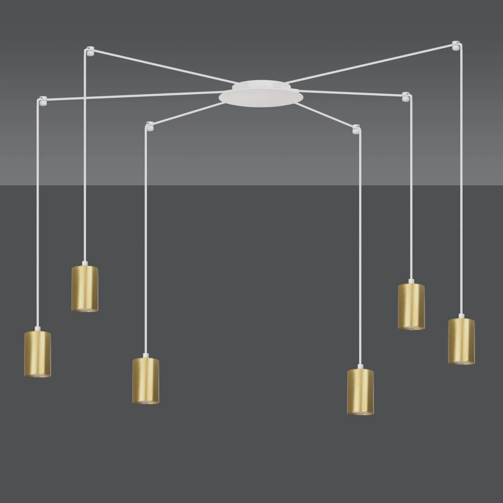 Lampadario Emibig Traker 6 luci GU10 bianco oro metallo