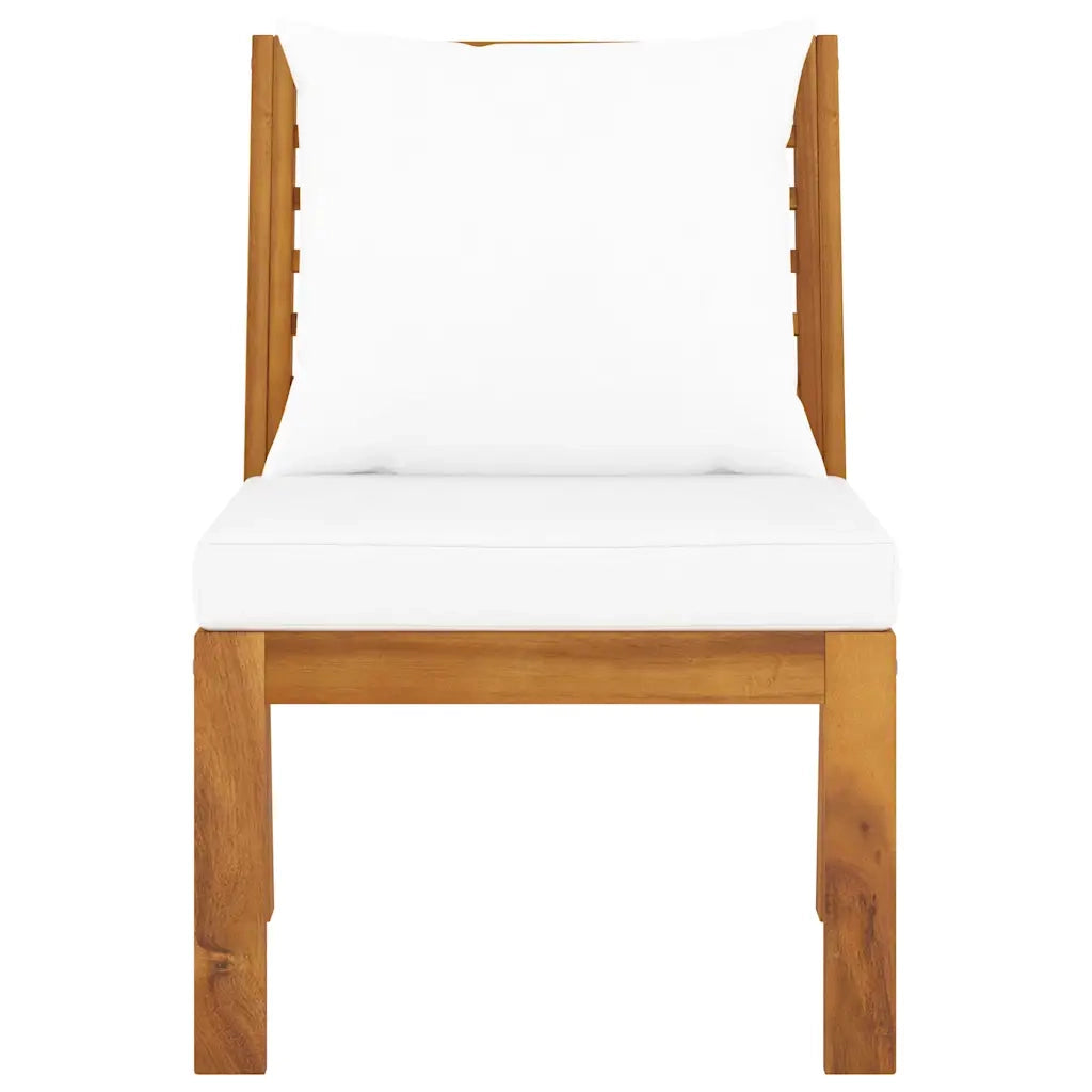 Divano Centrale Modulare con Cuscini Crema in Massello Acacia cod mxl 73677