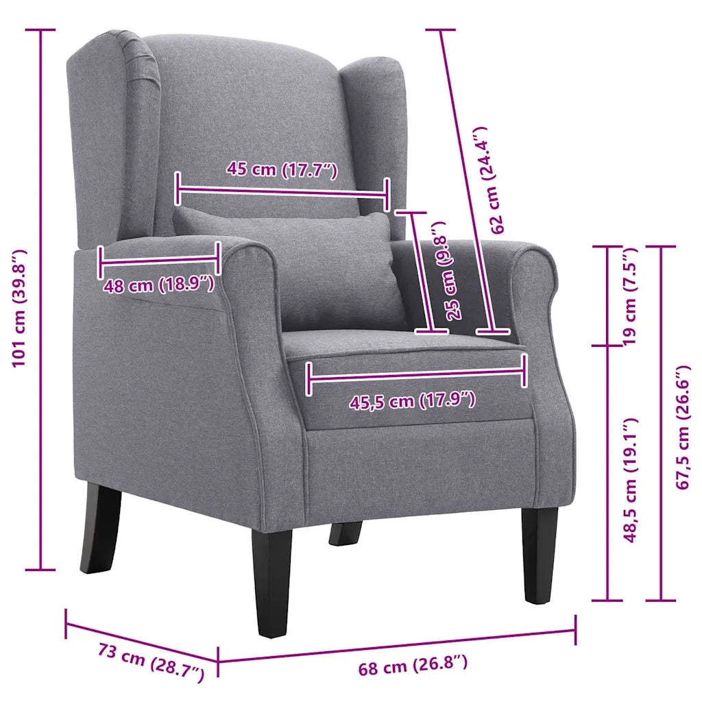 Poltrona-Divano Sedia-Poltroncina Grigio Scuro in Tessuto 542721