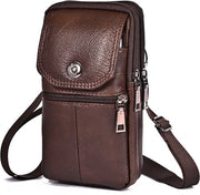 Raccoglitore con Cinturino per Uomo - Borsa da Cintura & Tasca per Telefono e Borsa per Spalla - Borsa Compatta - Regalo Perfetto (marrone 19*11.5*6cm)