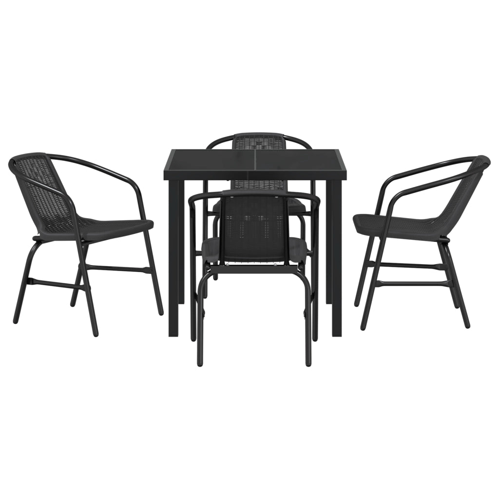 Set da Pranzo Giardino 5 Pezzi vitaXL Nero Rattan Polimerico