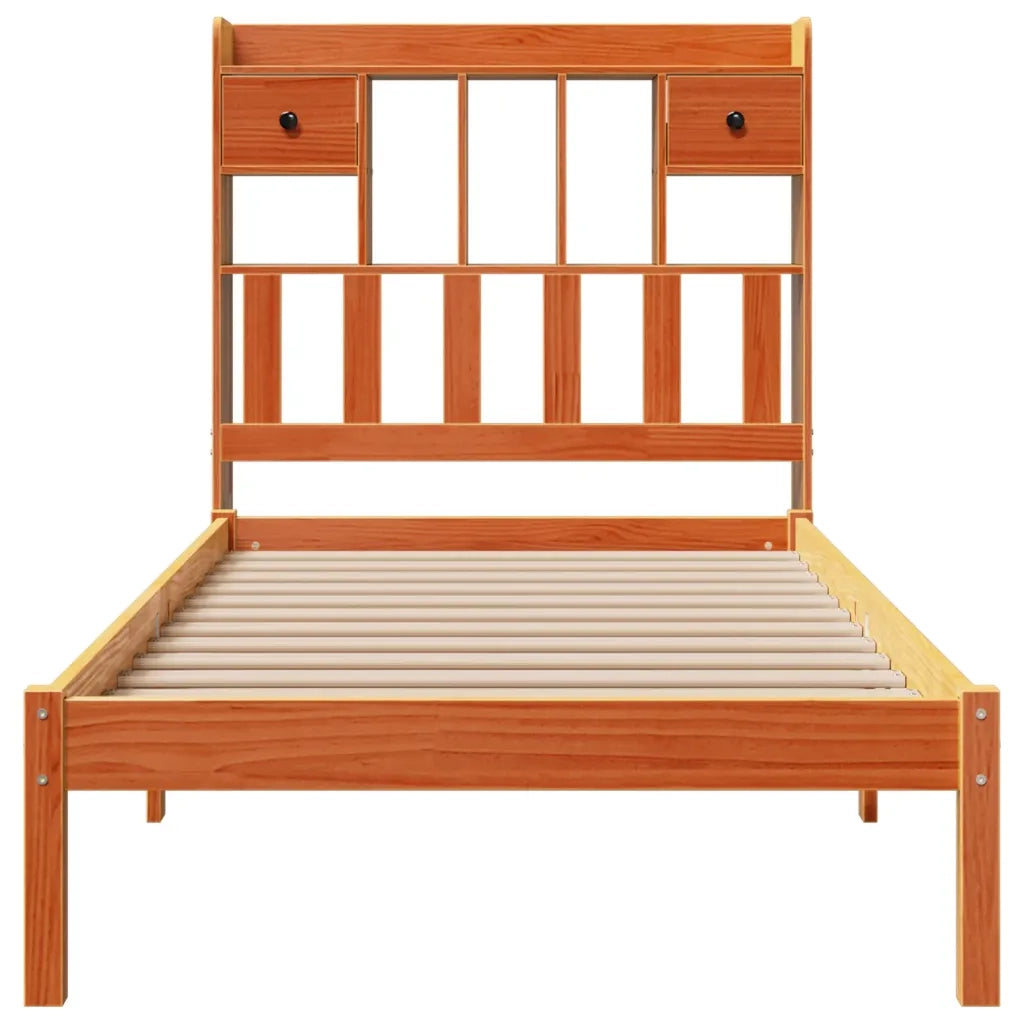 Letto Libreria senza Materasso Marrone Cera 75x190 cm in Pino 3321636