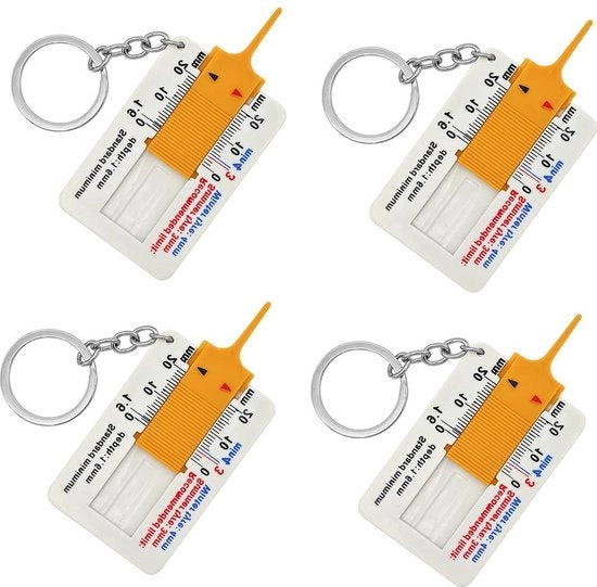 Misuratore di profondità gomme 0-20 mm - Strumento portatile per misurare la profondità di sfoglia - Livella per gomme - Materiale plastico - Auto - Furgone.