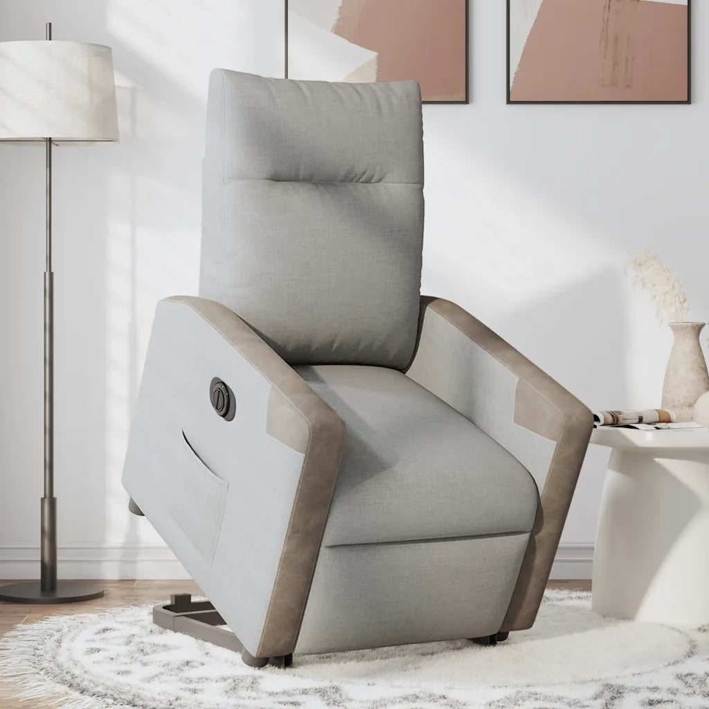 Poltrona Alzapersona Reclinabile Elettrica Grigi Nuvola Tessuto 3324099