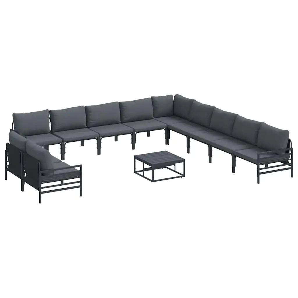 Set Divano da Giardino con cuscino Antracite Acciaio
