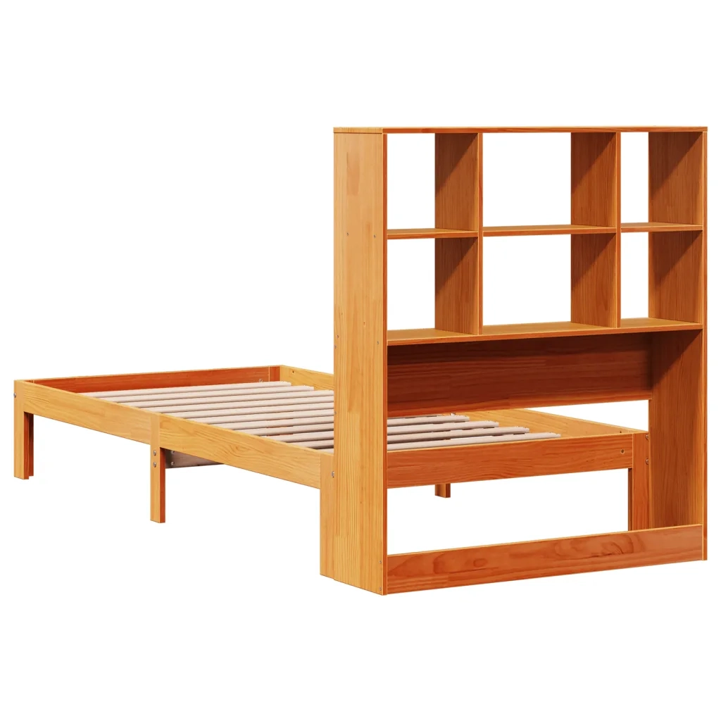 vidaXL Letto Libreria senza Materasso Marrone Cera 100x200 cm in Pino