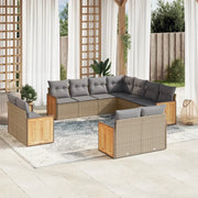 Set Divani da Giardino 11 pz con Cuscini Beige in Polyrattan 3260582