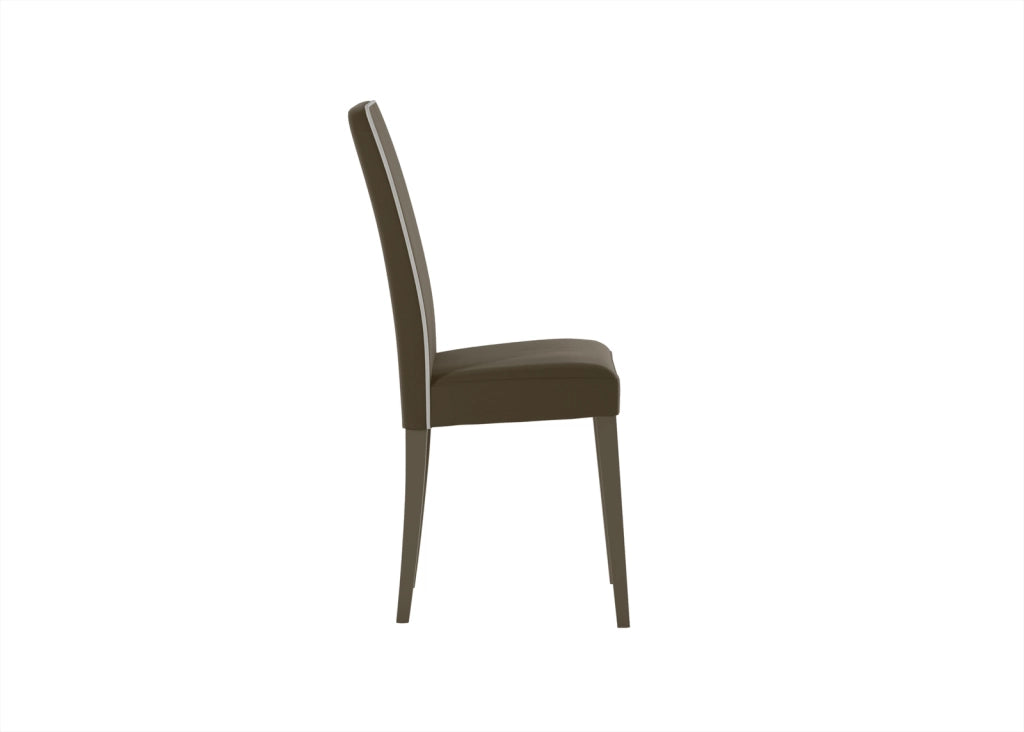 Sedia Anita in Similpelle Tortora e Bianco con Gambe in Legno di Faggio Laccato, Sedia Ergonomica da Interno - Ombrellificio