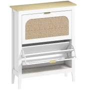 Scarpiera Slim Stile Boho con 2 Cassetti Ribaltabili per 14 Paia di Scarpe, 80x24x95.5 cm, Bianco