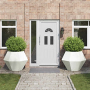 Fioriera 2 pcs Bianco 100 x 100 x 80 cm Acciaio