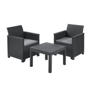 Salottino da Esterno Emma Balcony Set in Resina Effetto Rattan 3 Pezzi