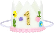 Cappello di Festa per Compleanno - Disegno Carino - Corona di Fiori per Capelli - Cappello per Compleanno - Materiale Velluto 8,3 x 8 cm