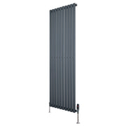 Radiatore Verticale Ovale 1800x600mm Grigio Antracite con Valvole TRV