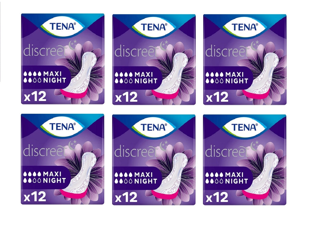 SET 6 CONFEZIONI DI TENA LADY ASSORBENTI MAXI NIGHT 12 PZ