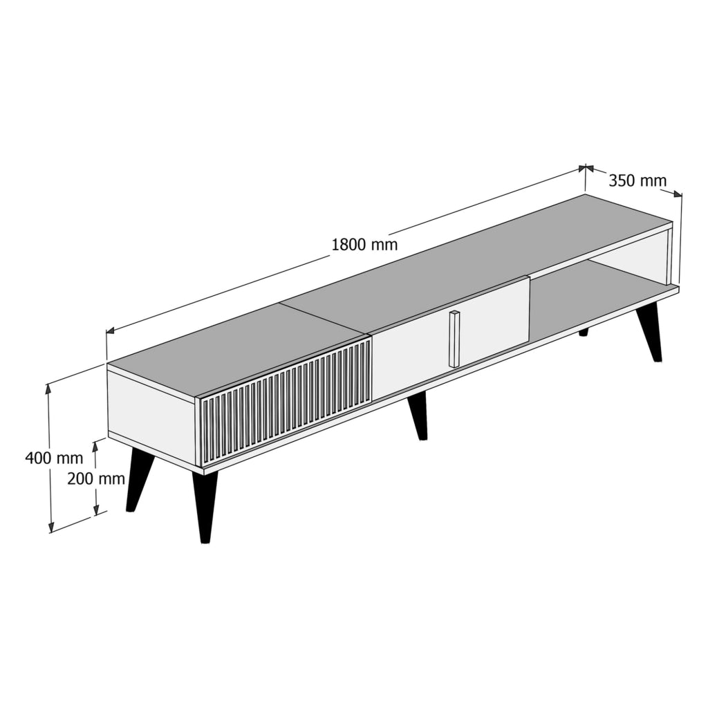 Ofena, Mobile Porta tv 2 Ante, 180x35x40h cm Marrone Noce