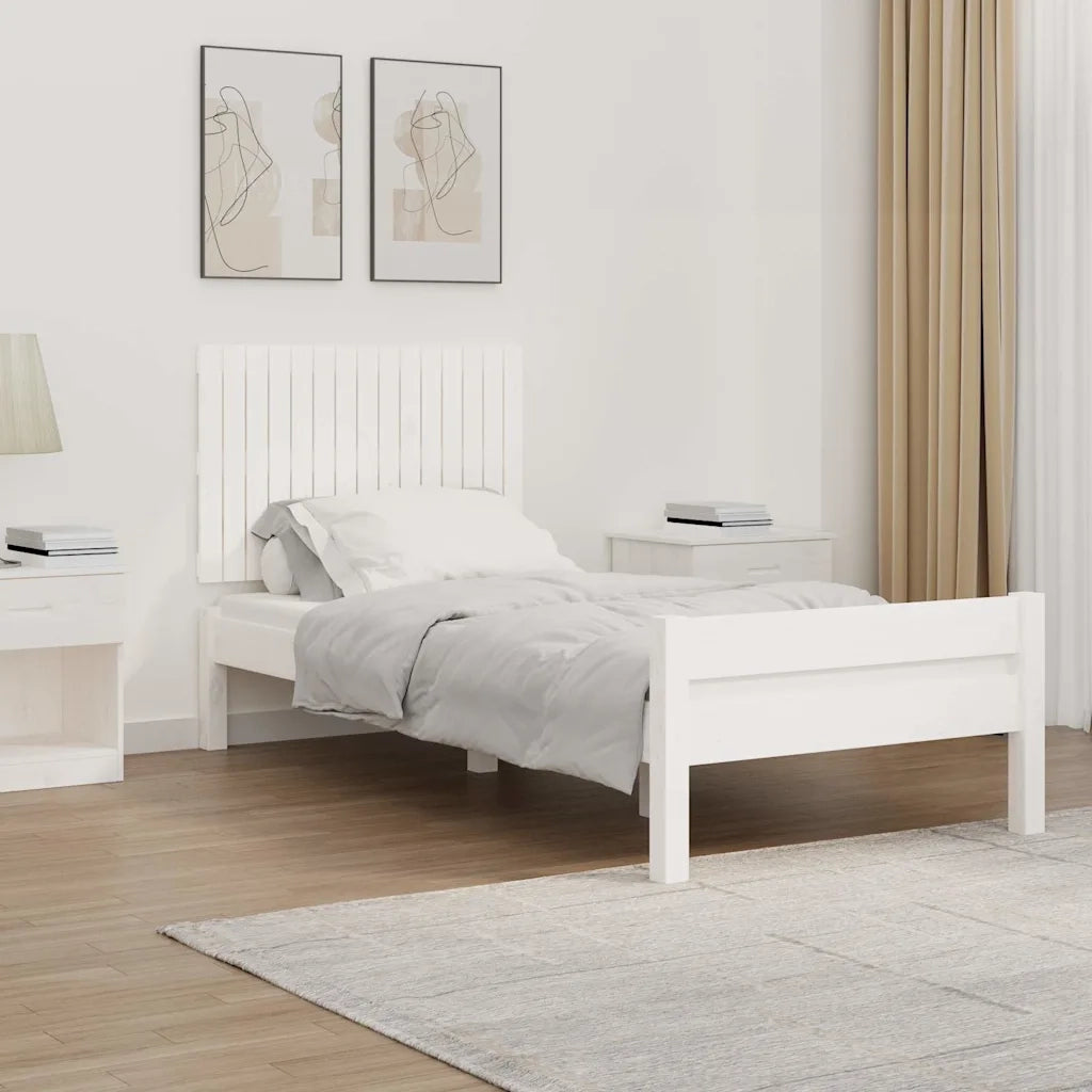 Testiera | Testata da Parete Bianca 95,5x3x60cm in Legno Massello di Pino