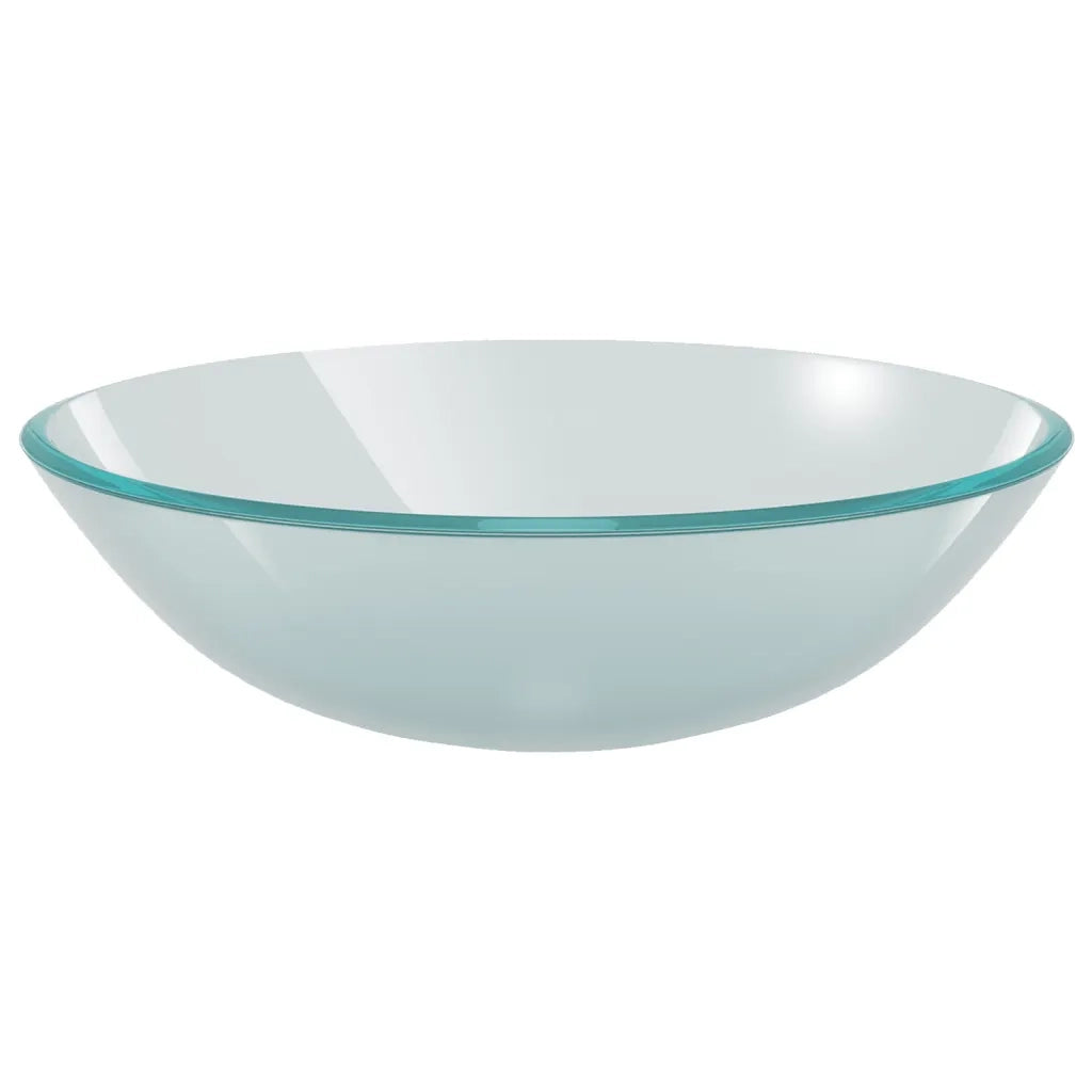 Lavandino con Rubinetto e Piletta in Vetro Temperato Satinato cod mxl 38737